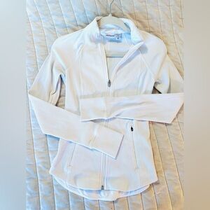 Athleta salutation ribbed jacket, white, size XXS